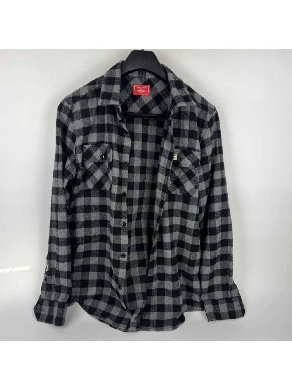 Kimes Ranch Mens Plaid Button Up Shirt Size Medium White Black Gray